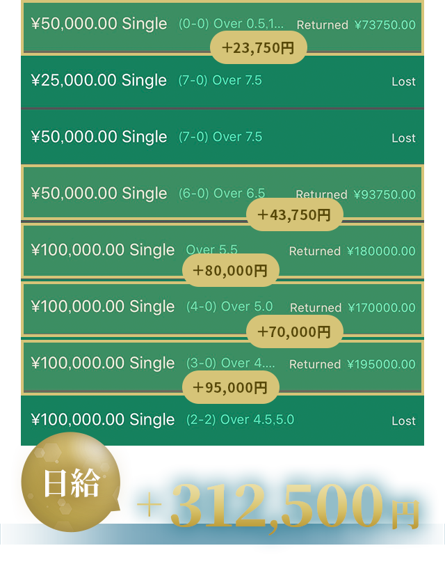 日給＋312,500円